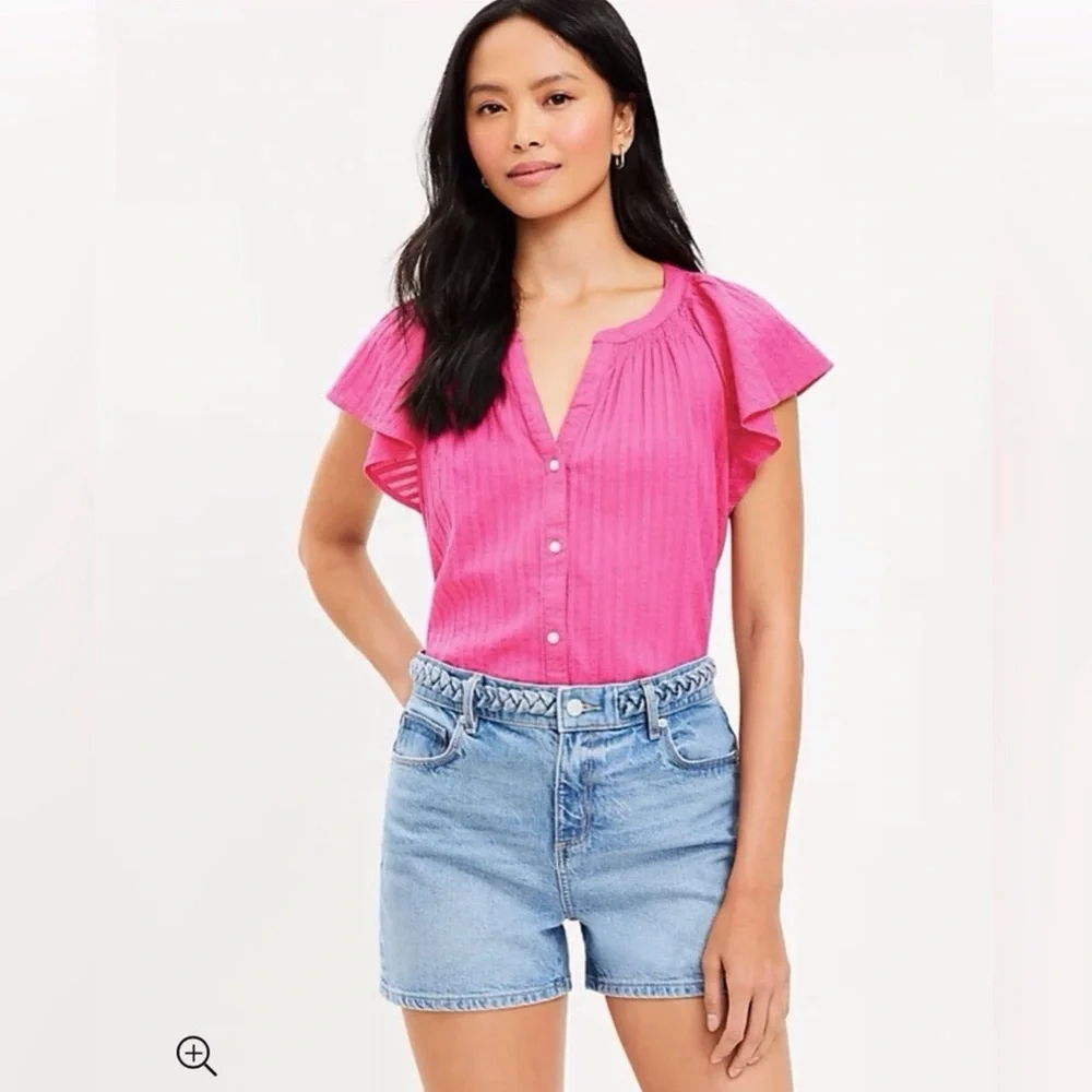 LOFT 10 (30) The Cut Off Short Women's Denim Jeans Shorts With Braided Belt